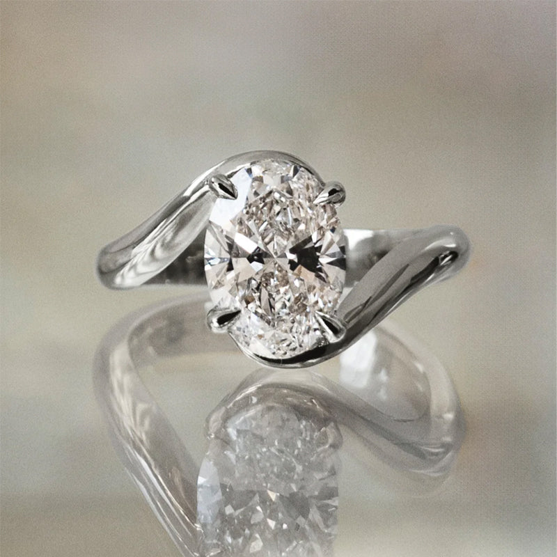 5.5Ct Oval Cut Unique Engagement Ring Travel Rings In Sterling Silver