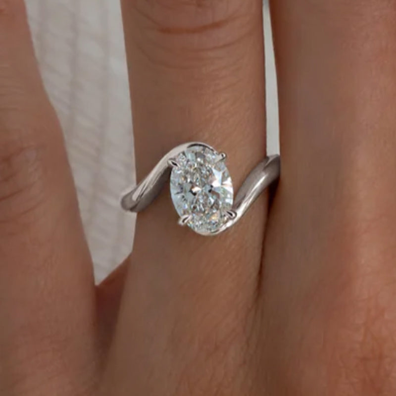 5.5Ct Oval Cut Unique Engagement Ring Travel Rings In Sterling Silver