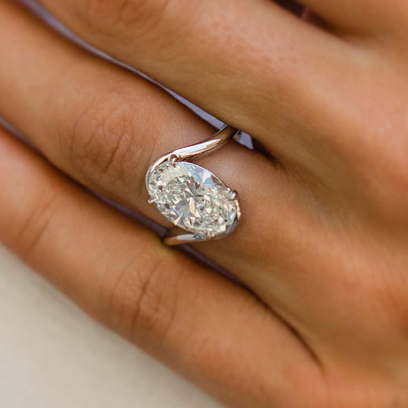 5.5Ct Oval Cut Unique Engagement Ring Travel Rings In Sterling Silver