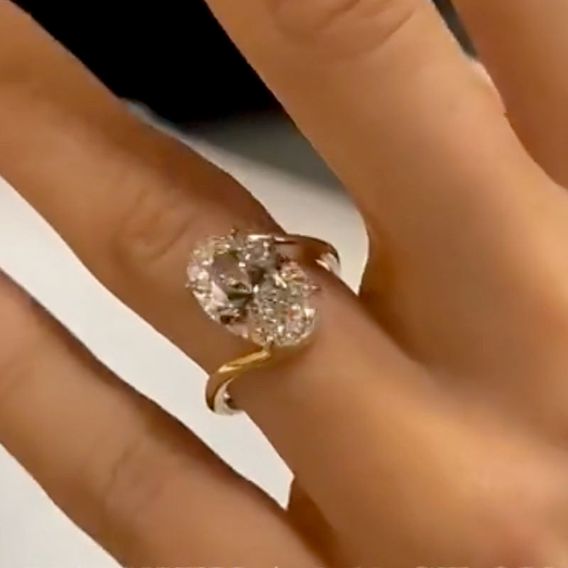 5.5Ct Oval Cut Unique Engagement Ring Travel Rings In Sterling Silver