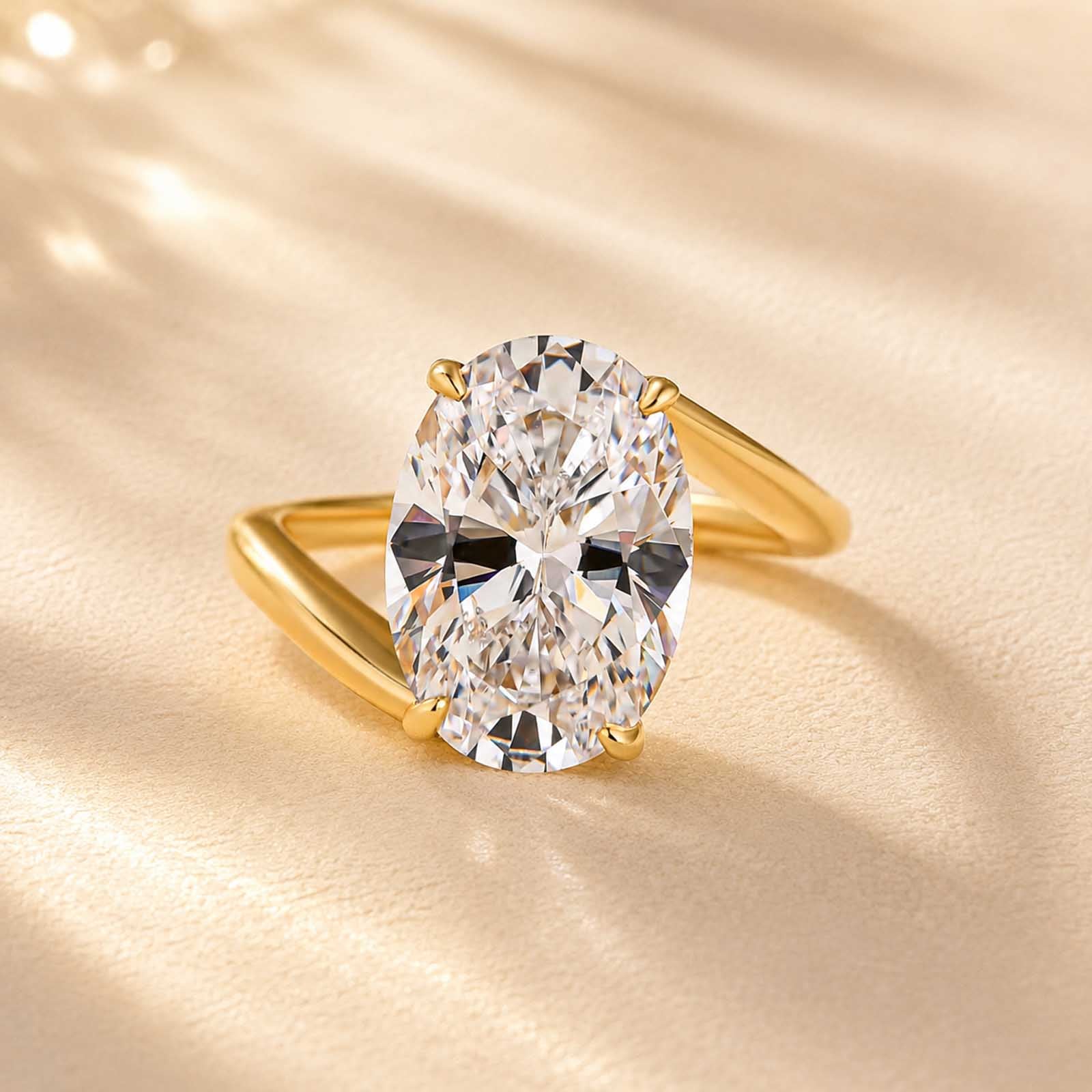 S925 Moissanite 5.5Ct Oval Cut Unique Engagement Ring Travel Rings In Sterling Silver