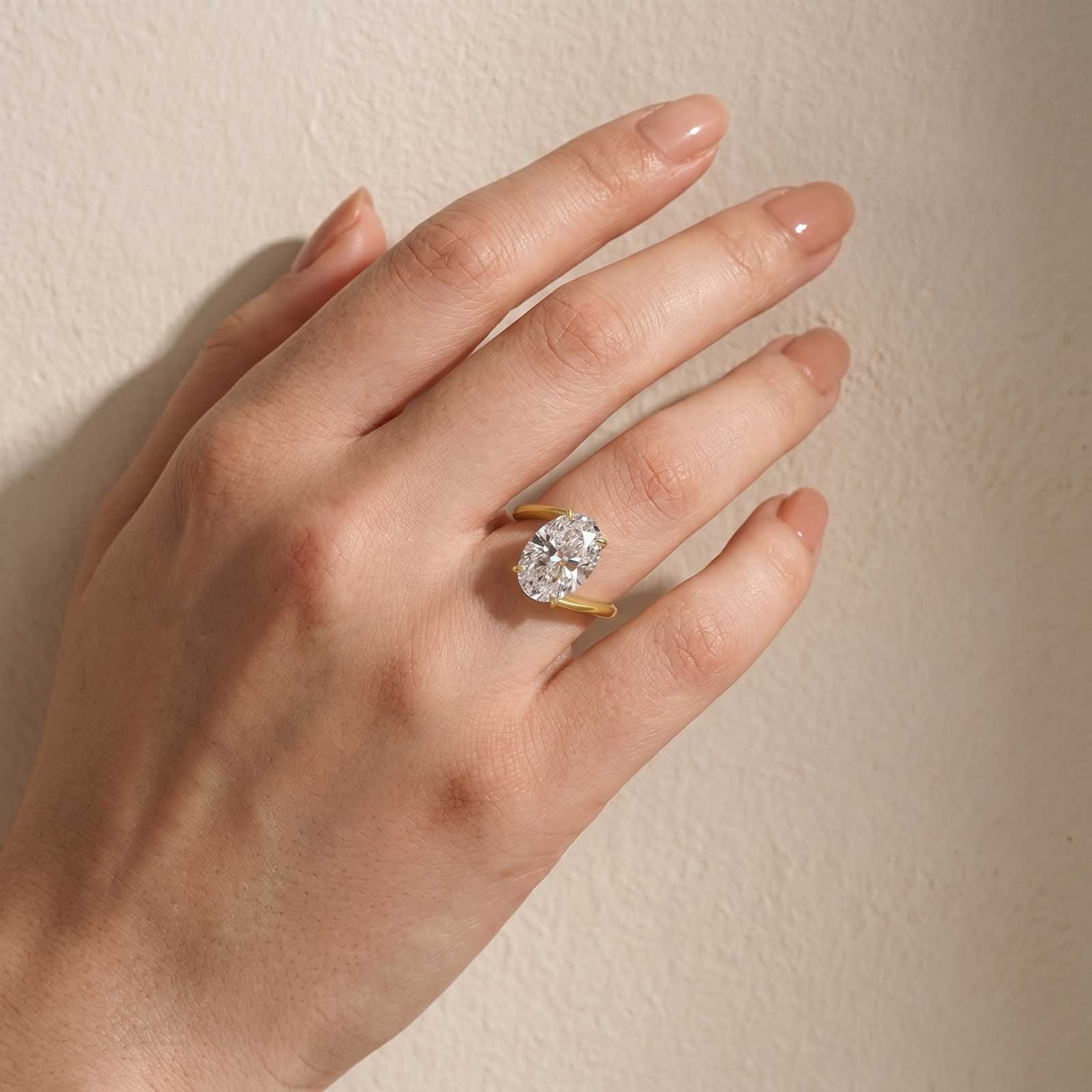 S925 Moissanite 5.5Ct Oval Cut Unique Engagement Ring Travel Rings In Sterling Silver