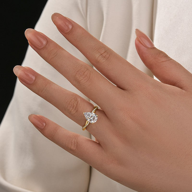 2.0Ct Pear Cut Twist Engagement Ring In Sterling Silver