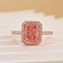 3.0Ct Radiant Cut Halo Pink Stone Engagement Ring In Sterling Silver - louilyjewelry