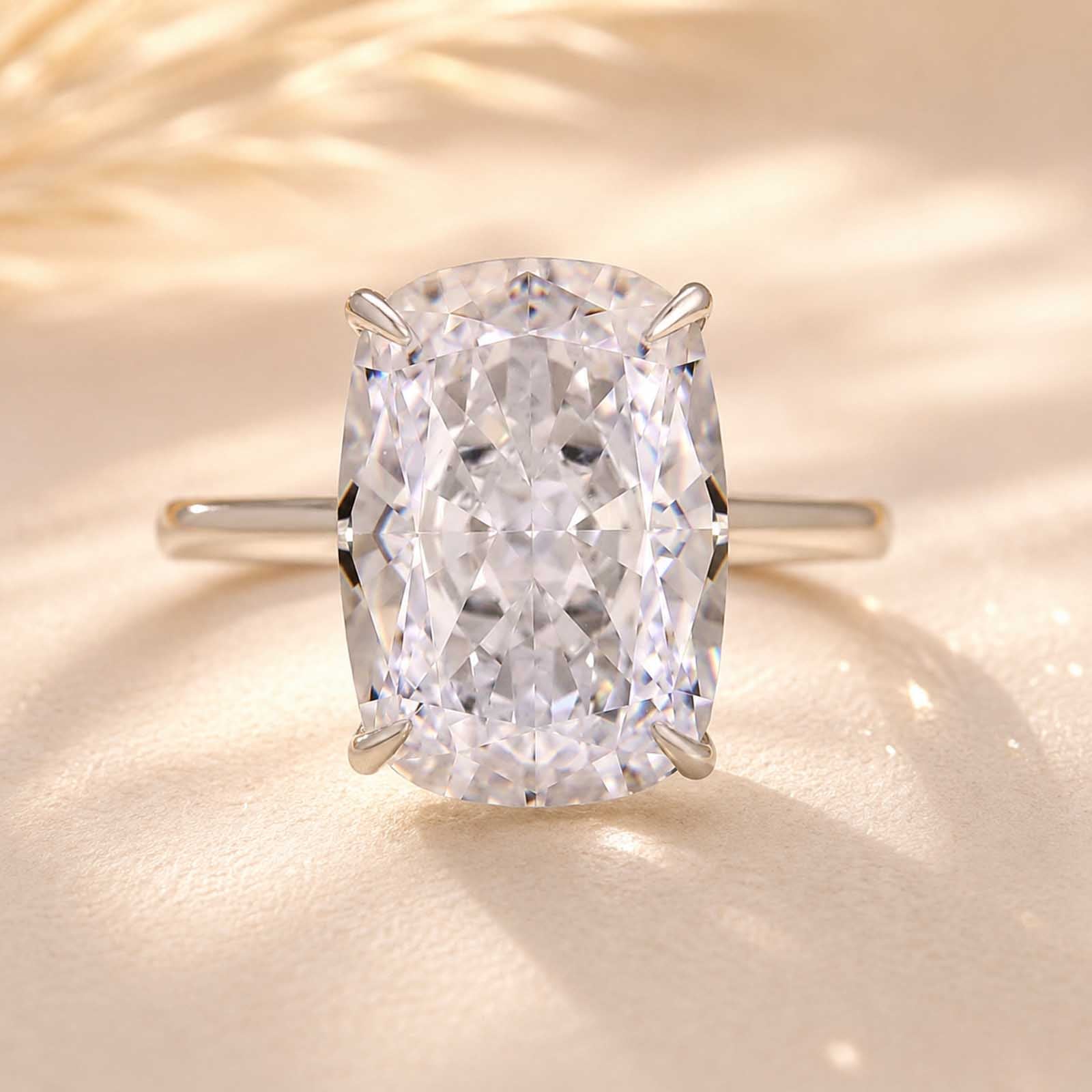 S925 Sparkle 4.5~8.5Ct Cushion Cut Engagement Ring In Sterling Silver Daily Wear Ring