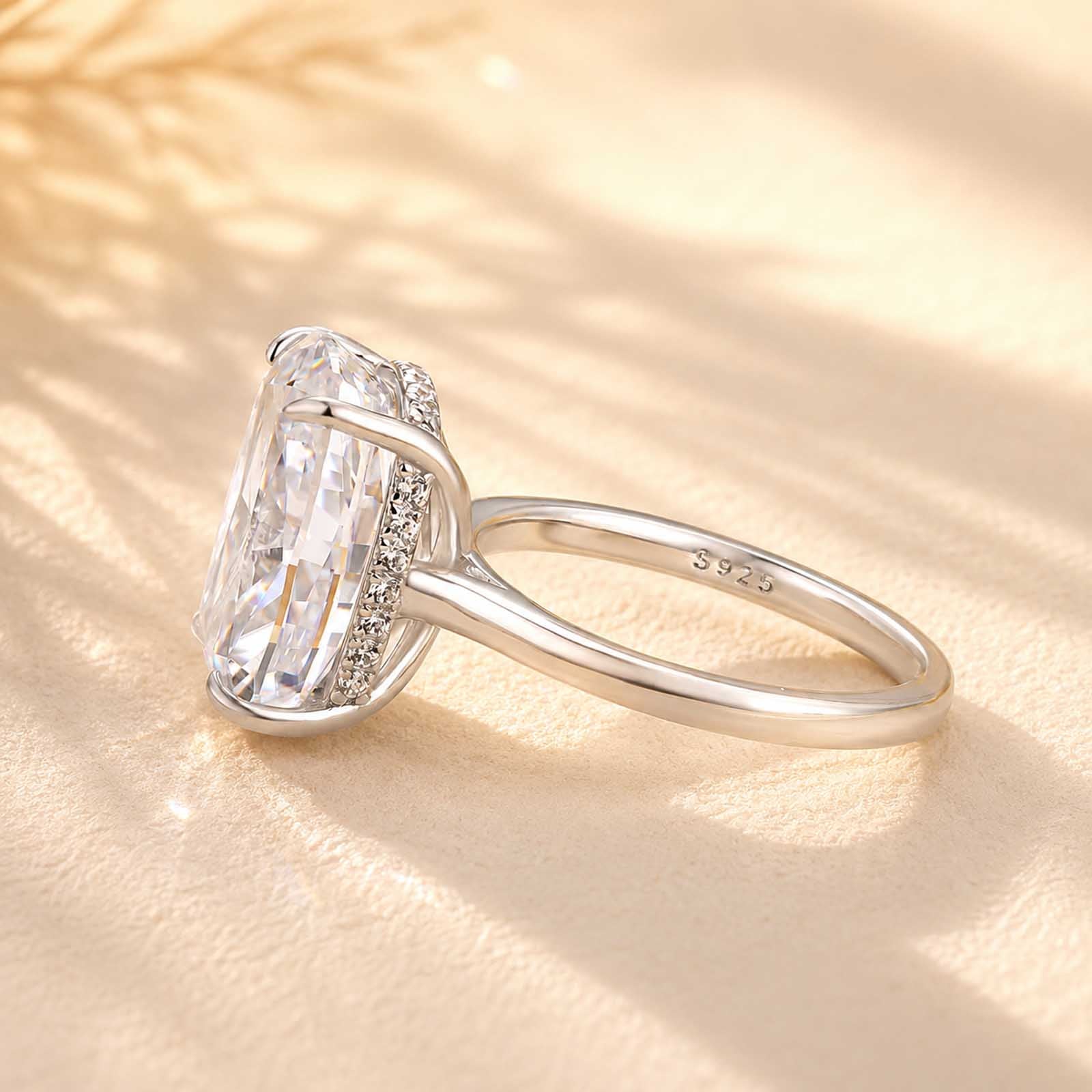 S925 Sparkle 4.5~8.5Ct Cushion Cut Engagement Ring In Sterling Silver Daily Wear Ring