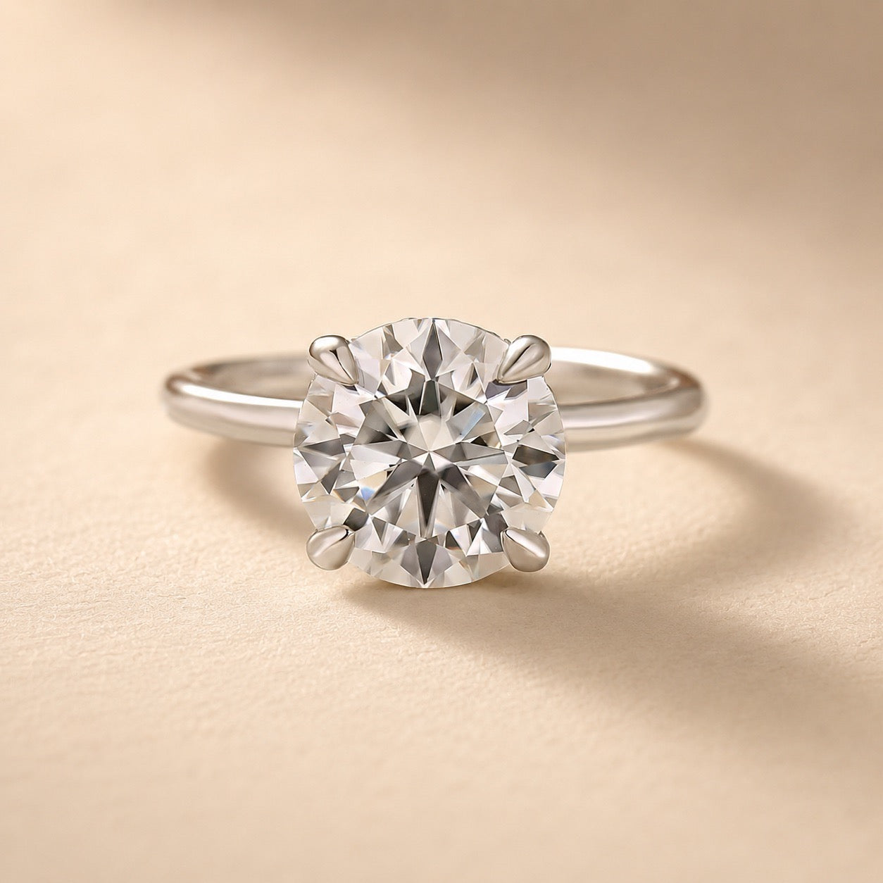 S925 Moissanite 3.0Ct Round Cut Engagement Ring Travel Ring In Sterling Silver