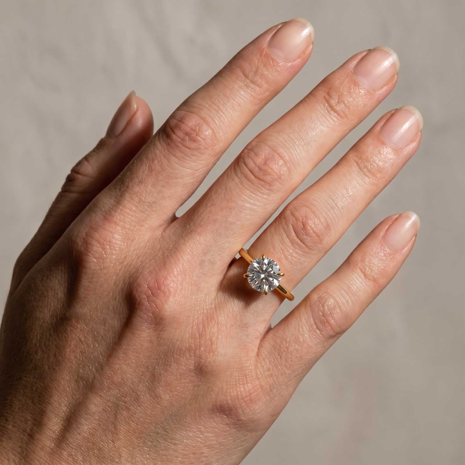 S925 Moissanite 3.0Ct Round Cut Engagement Ring Travel Ring In Sterling Silver