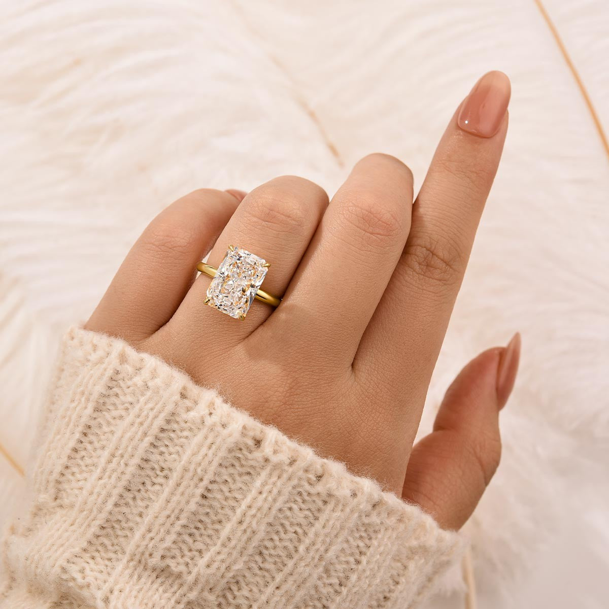 Classic 6.5Ct Radiant Cut Engagement Ring Travel Ring In Sterling Silver