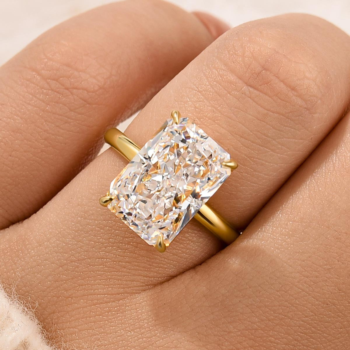 Classic 6.5Ct Radiant Cut Engagement Ring Travel Ring In Sterling Silver