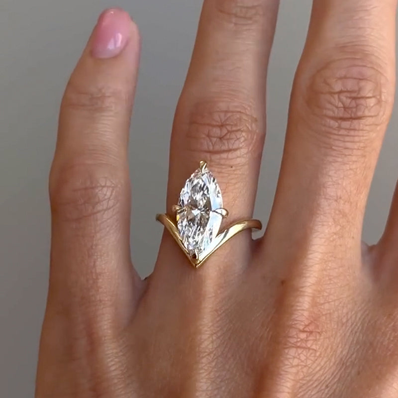 Elegant 4Ct Marquise Solitaire Yellow Gold Engagement Ring