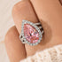 Vintage Split Shank Halo 4.5Ct Pear Cut Pink Engagement Ring In Sterling Silver - louilyjewelry