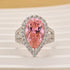 Vintage Split Shank Halo 4.5Ct Pear Cut Pink Engagement Ring In Sterling Silver - louilyjewelry