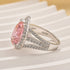 Vintage Split Shank Halo 4.5Ct Pear Cut Pink Engagement Ring In Sterling Silver - louilyjewelry