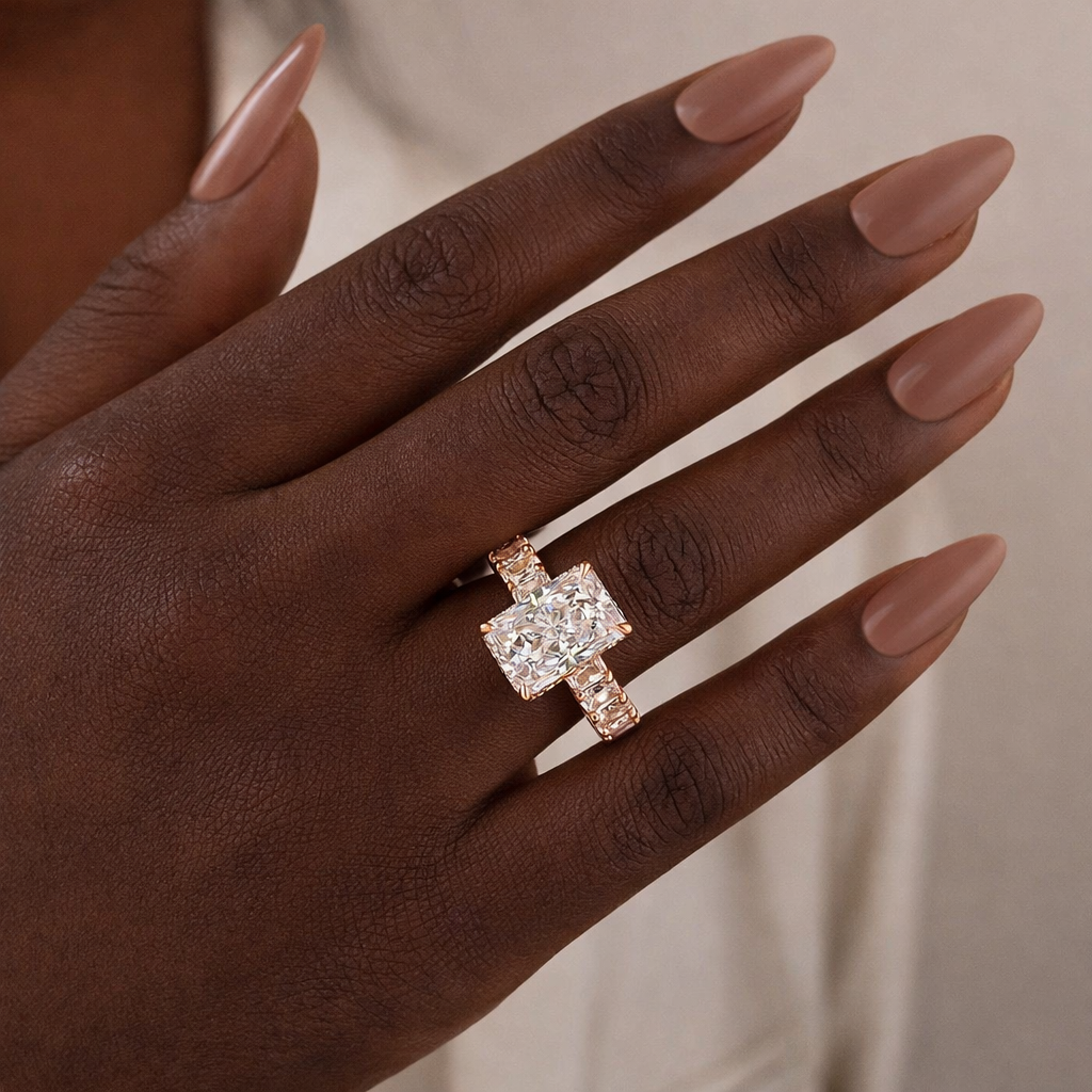 5.0Ct Radiant Cut Hidden Halo Luxe Engagement Ring In Sterling Silver - louilyjewelry