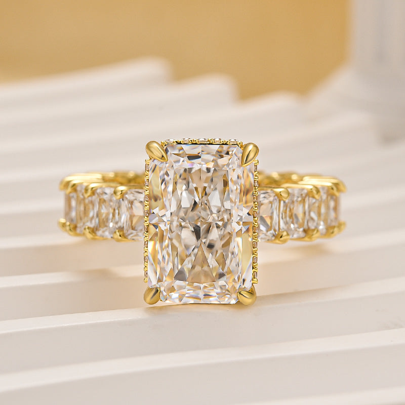 5.0Ct Radiant Cut Hidden Halo Luxe Engagement Ring In Sterling Silver