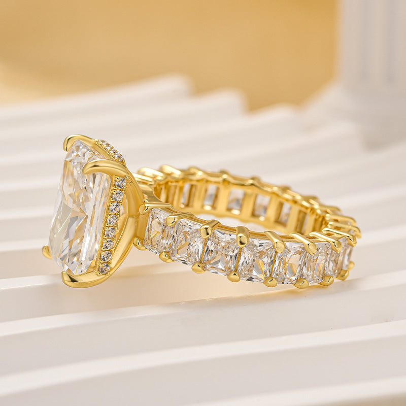 5.0Ct Radiant Cut Hidden Halo Luxe Engagement Ring In Sterling Silver