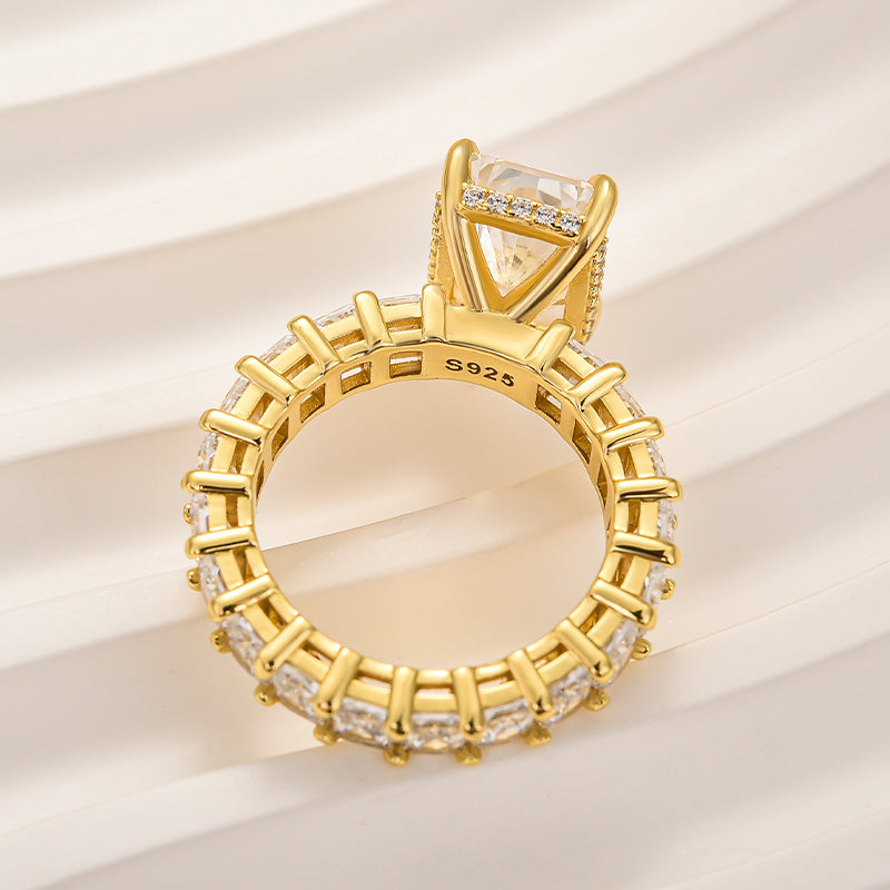 5.0Ct Radiant Cut Hidden Halo Luxe Engagement Ring In Sterling Silver