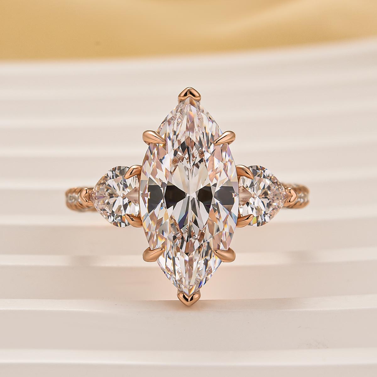 4.0Ct Marquise Cut Three Stone Engagement Ring In Sterling Silver