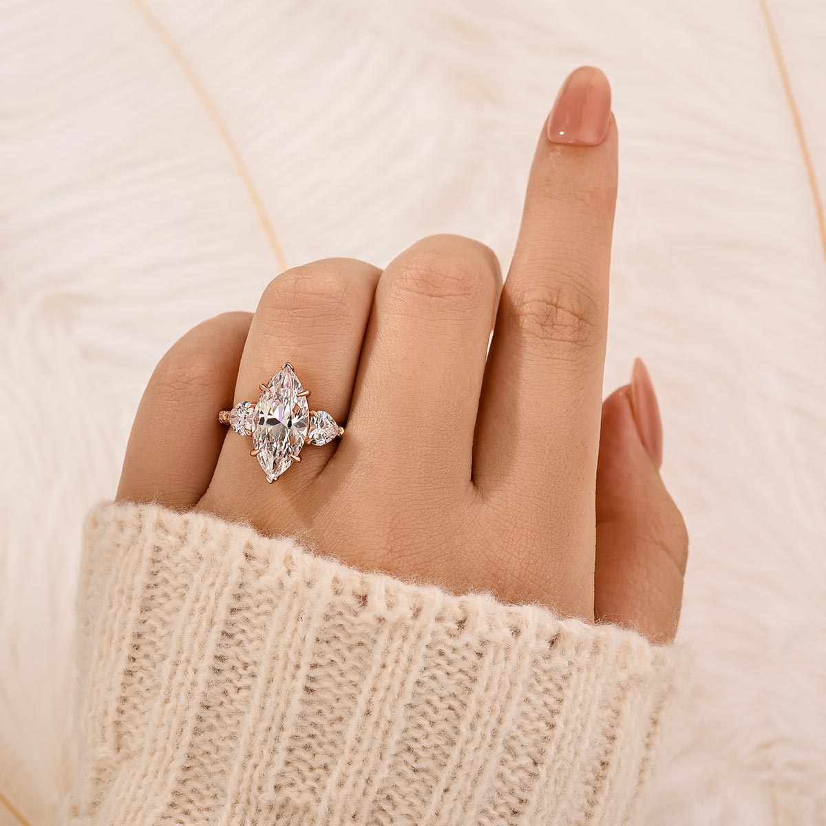 4.0Ct Marquise Cut Three Stone Engagement Ring In Sterling Silver