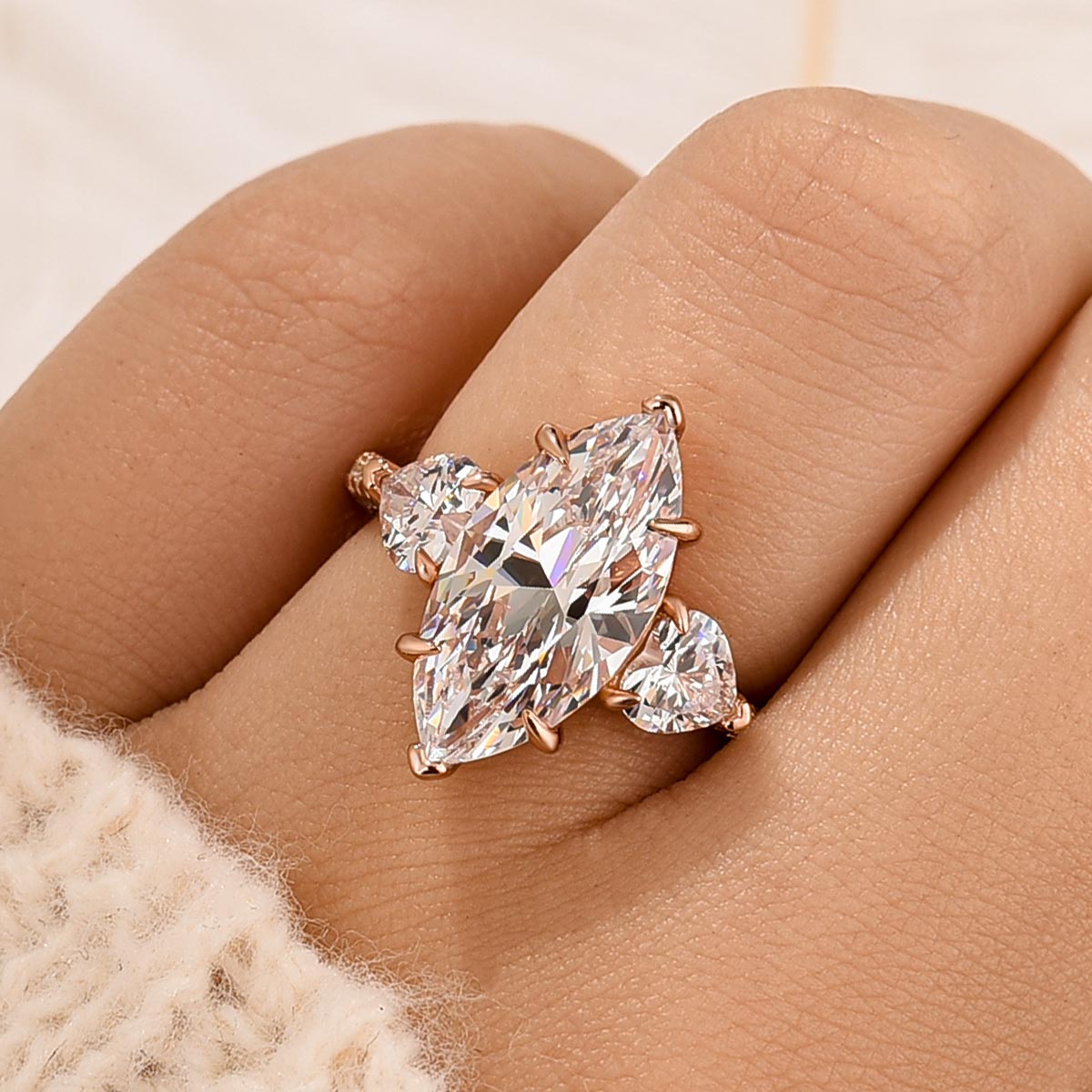 4.0Ct Marquise Cut Three Stone Engagement Ring In Sterling Silver