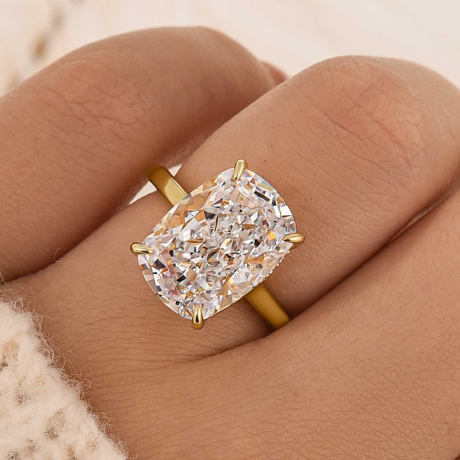 S925 Sparkle 4.5~8.5Ct Cushion Cut Engagement Ring In Sterling Silver Daily Wear Ring