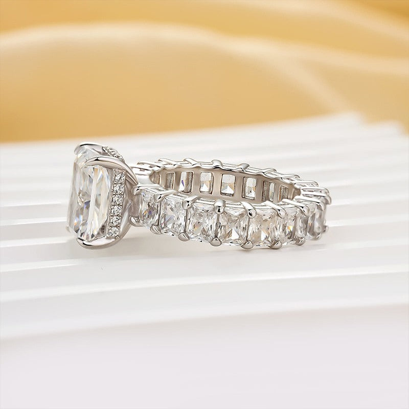 3.5Ct Radiant Cut Luxe Engagement Ring Travel Ring In Sterling Silver