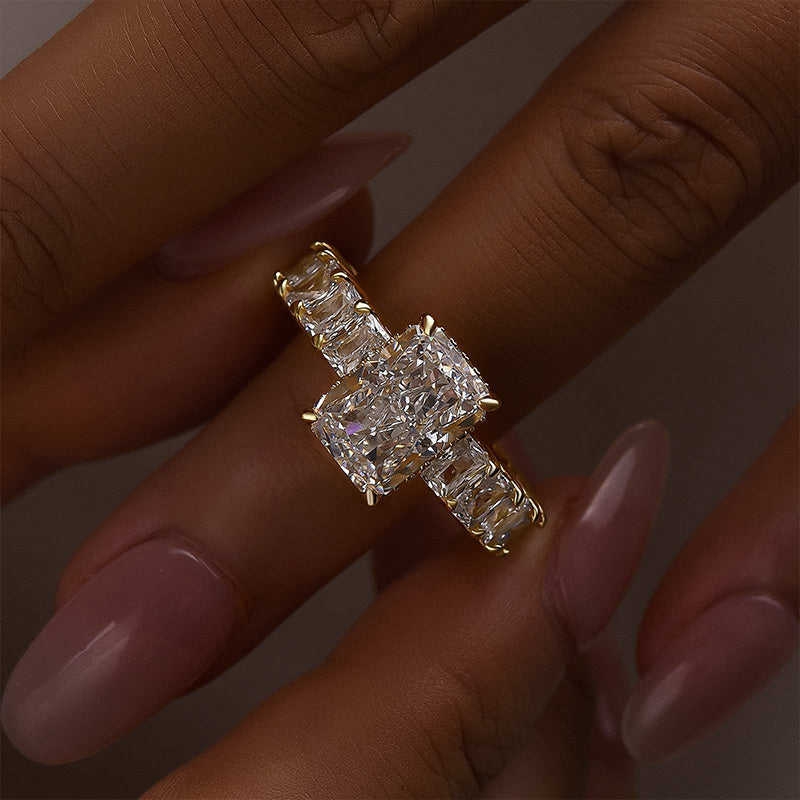 3.5Ct Radiant Cut Luxe Engagement Ring Travel Ring In Sterling Silver