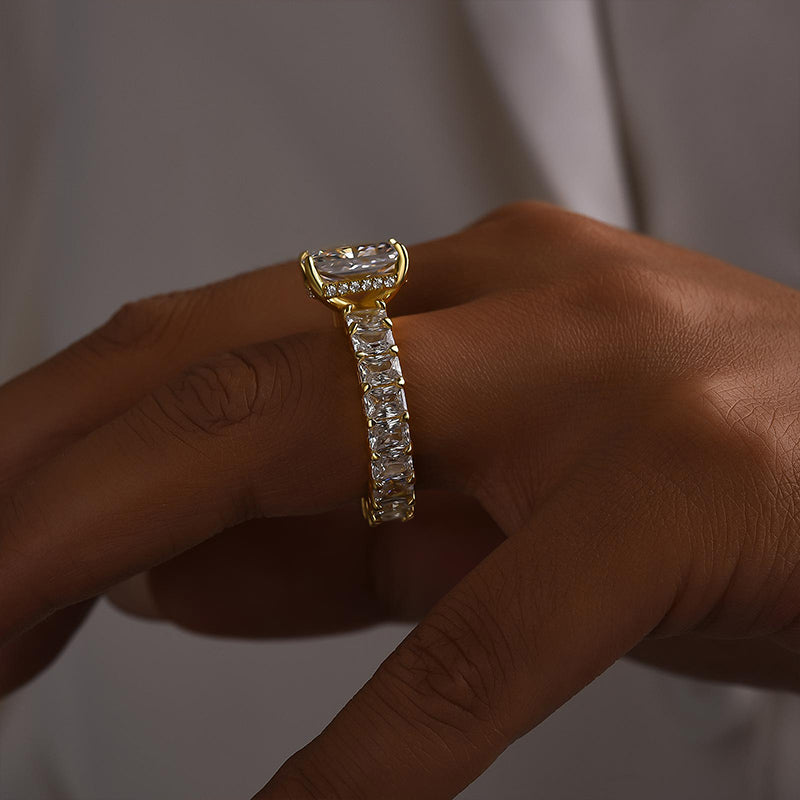 3.5Ct Radiant Cut Luxe Engagement Ring Travel Ring In Sterling Silver