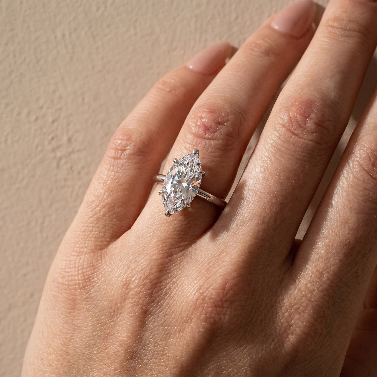 S925 3.0~4.0Ct Marquise Cut Hidden Halo Engagement Ring Travel Ring