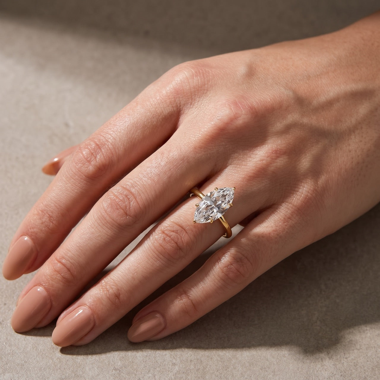 S925 3.0~4.0Ct Marquise Cut Hidden Halo Engagement Ring Travel Ring