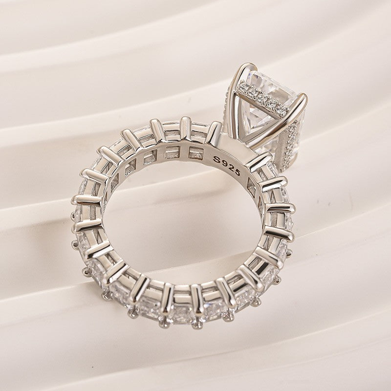 5.0Ct Emerald Cut Engagement Ring Travel Ring In Sterling Silver