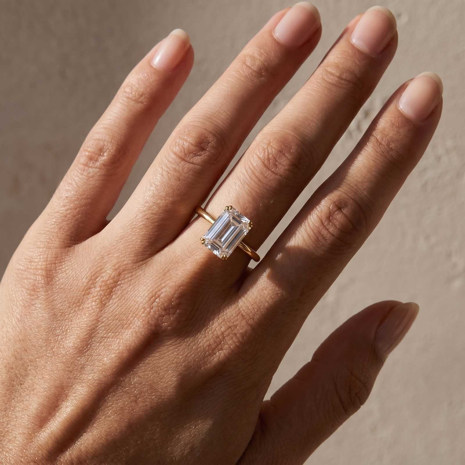 S925 5.0/11.5 Ct Emerald Cut Engagement Ring In Sterling Silver Classic Everyday Wearable Ring