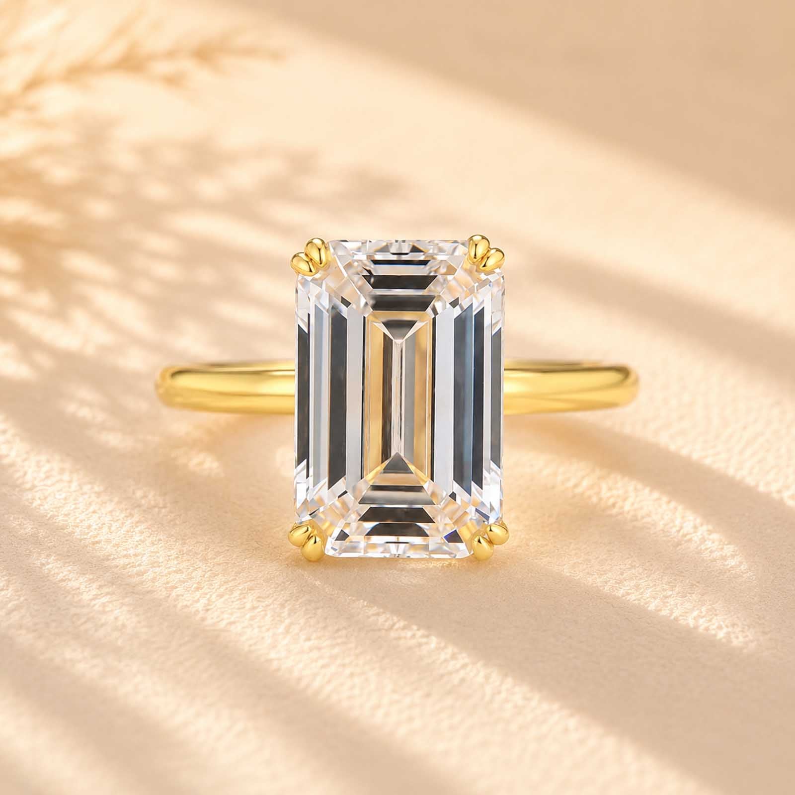 S925 5.0/11.5 Ct Emerald Cut Engagement Ring In Sterling Silver Classic Everyday Wearable Ring