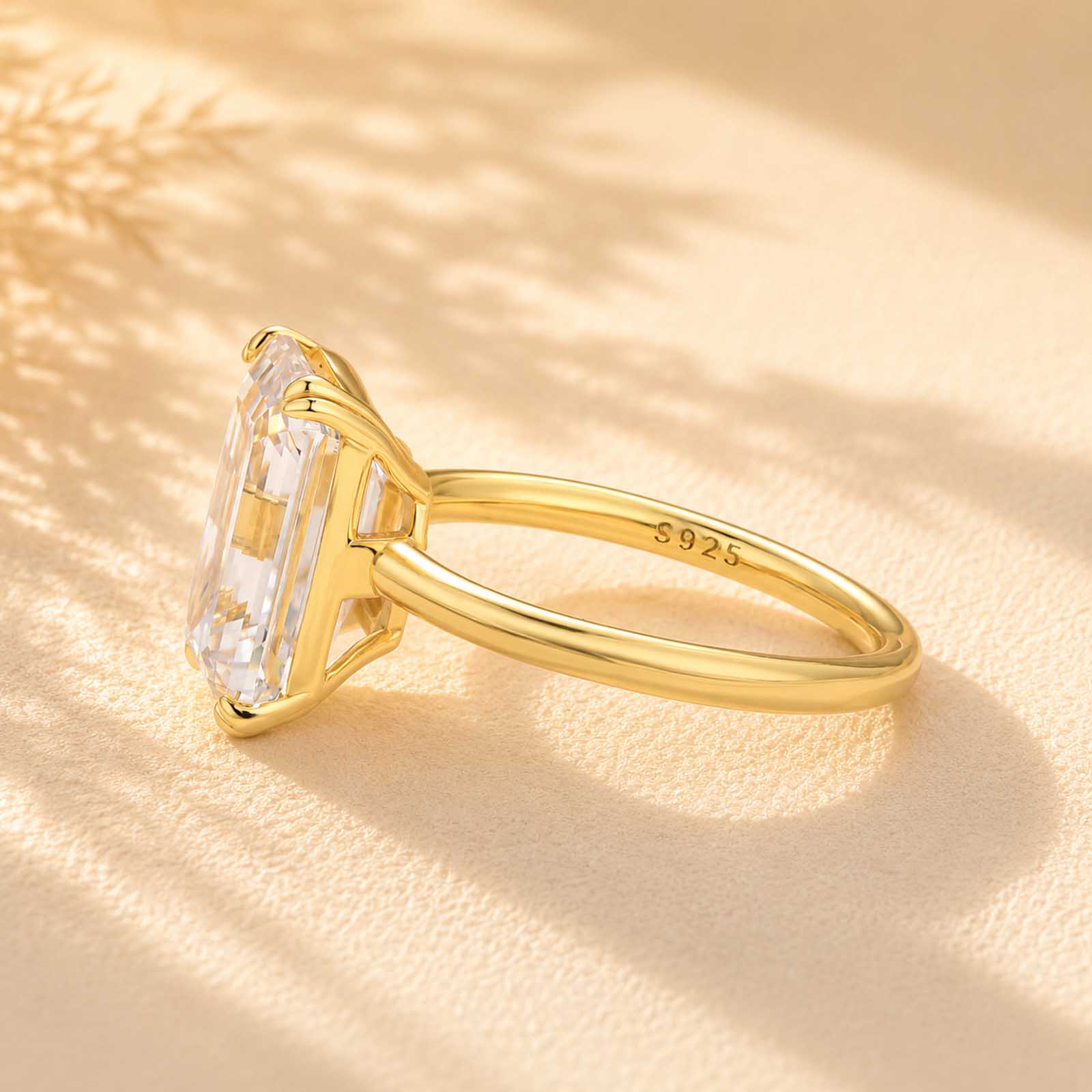 S925 5.0/11.5 Ct Emerald Cut Engagement Ring In Sterling Silver Classic Everyday Wearable Ring