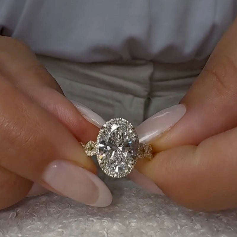 4.5Ct Oval Cut Twist Engagement Ring Travel Rings In Sterling Silver