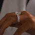 5.0Ct Radiant Cut Hidden Halo Half Engagement Ring In Sterling Silver - louilyjewelry