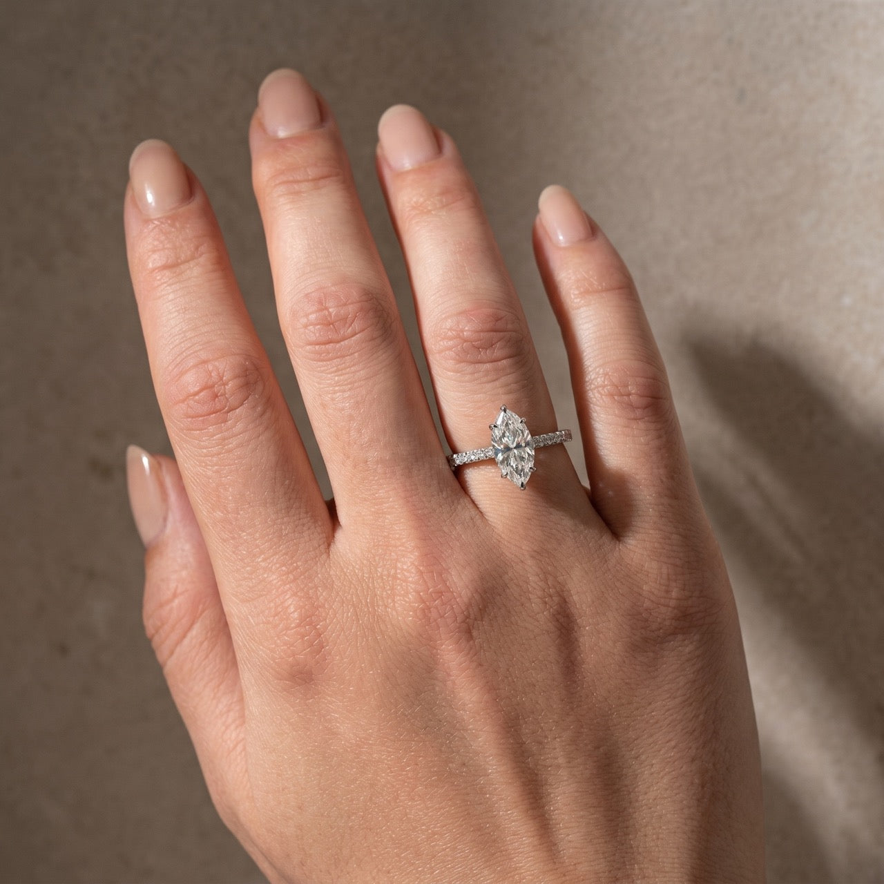 Elegant 2.0Ct Marquise Cut White Gold Engagement Ring
