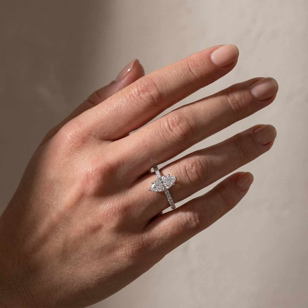 Elegant 2.0Ct Marquise Cut White Gold Engagement Ring