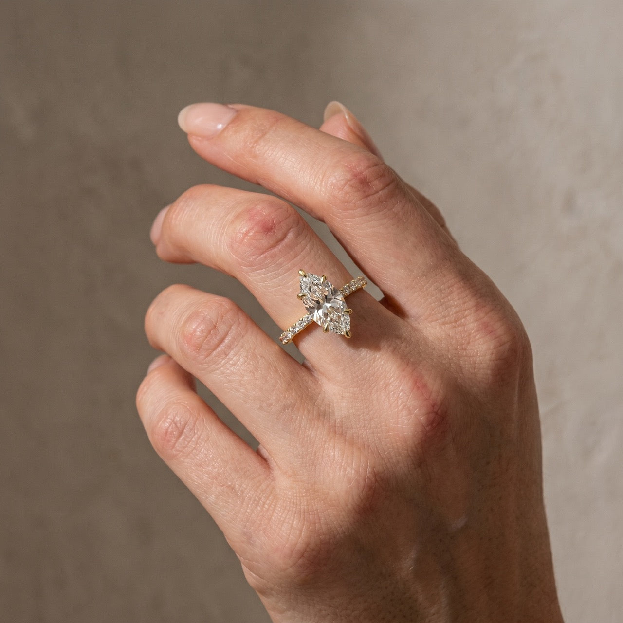 Elegant 2.0Ct Marquise Cut White Gold Engagement Ring
