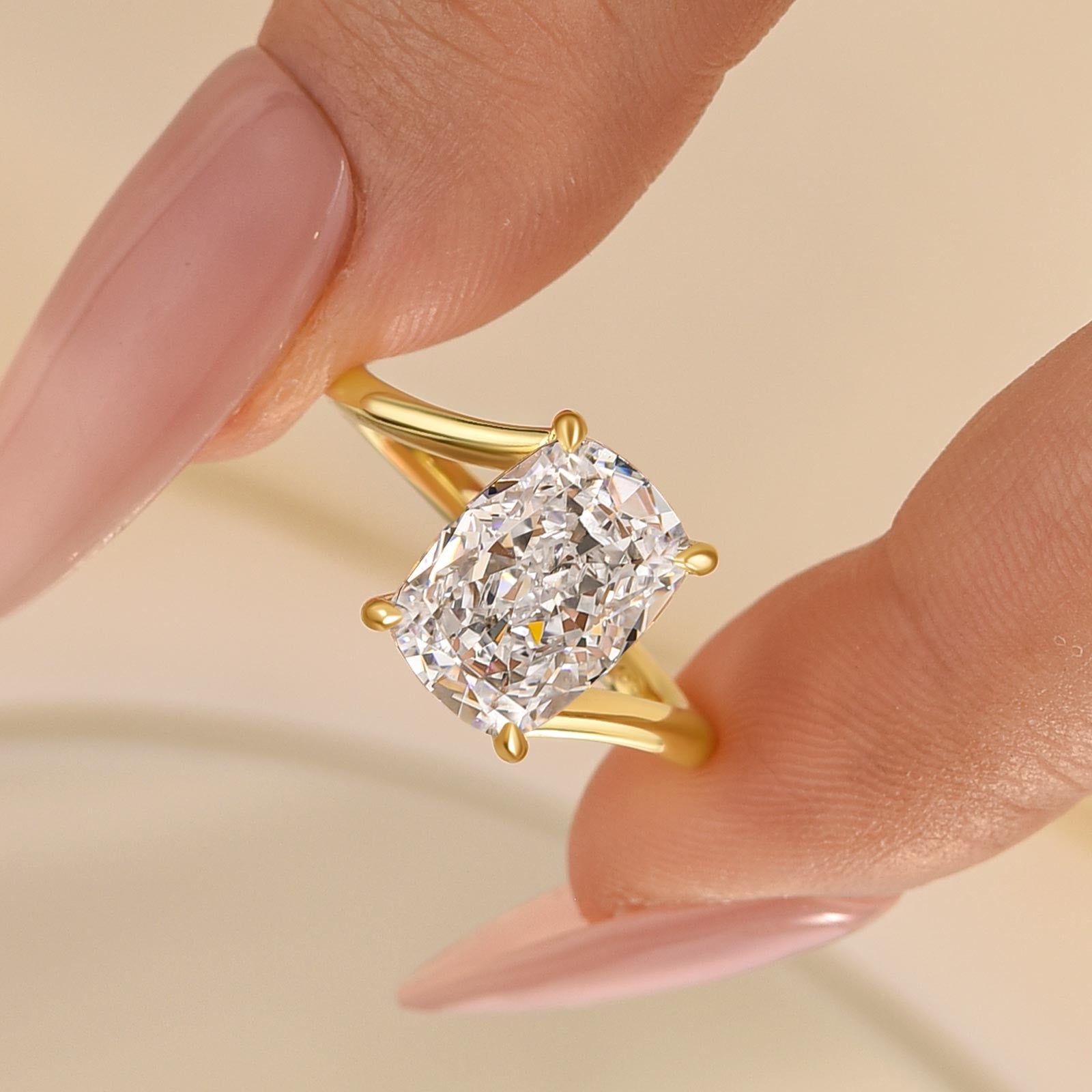 Louily Special 4.5Ct Cushion Cut Engagement Ring For Women In Sterling Silver