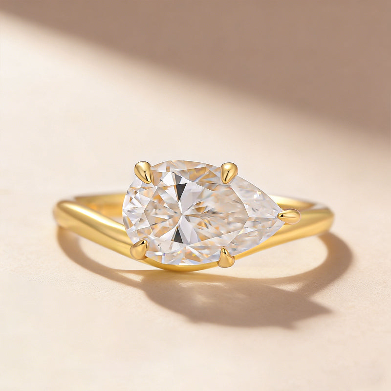 2.5Ct East-West Pear Cut Moissanite Ring in S925 Sterling Silver - louilyjewelry