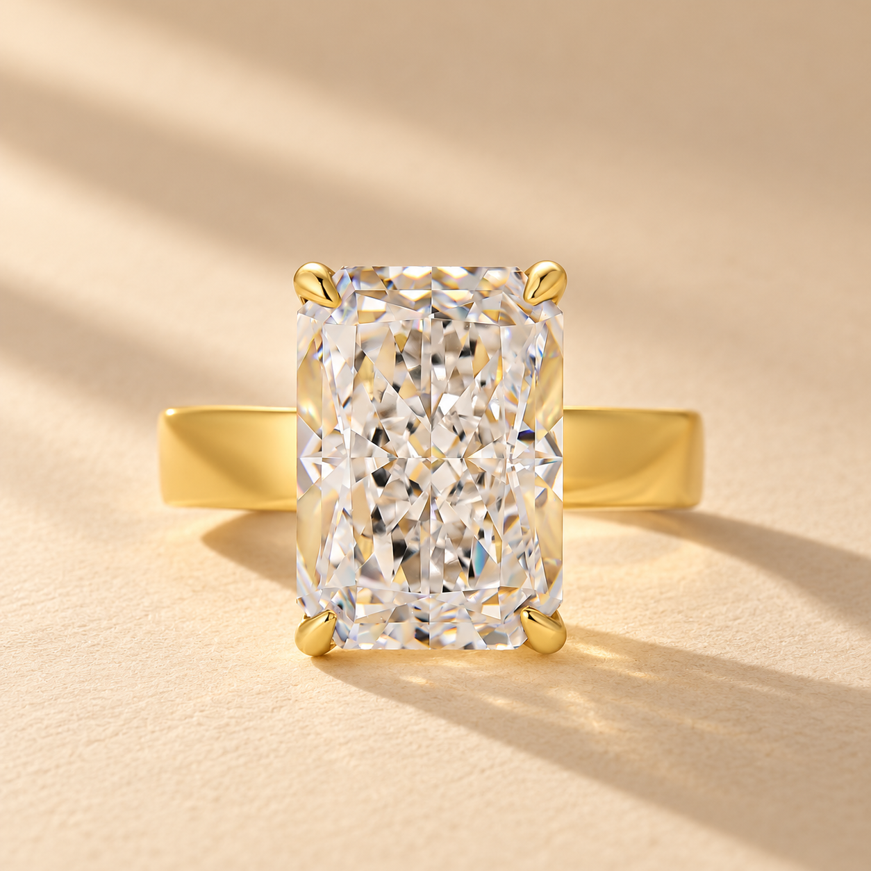 7.0Ct Radiant Cut Wide Band Engagement Ring For Woman