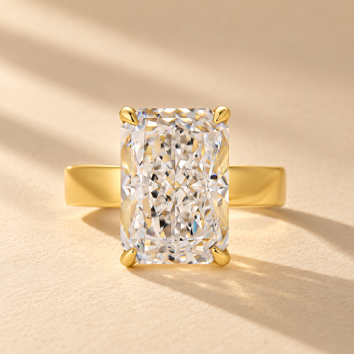7.0Ct Radiant Cut Wide Band Engagement Ring For Woman
