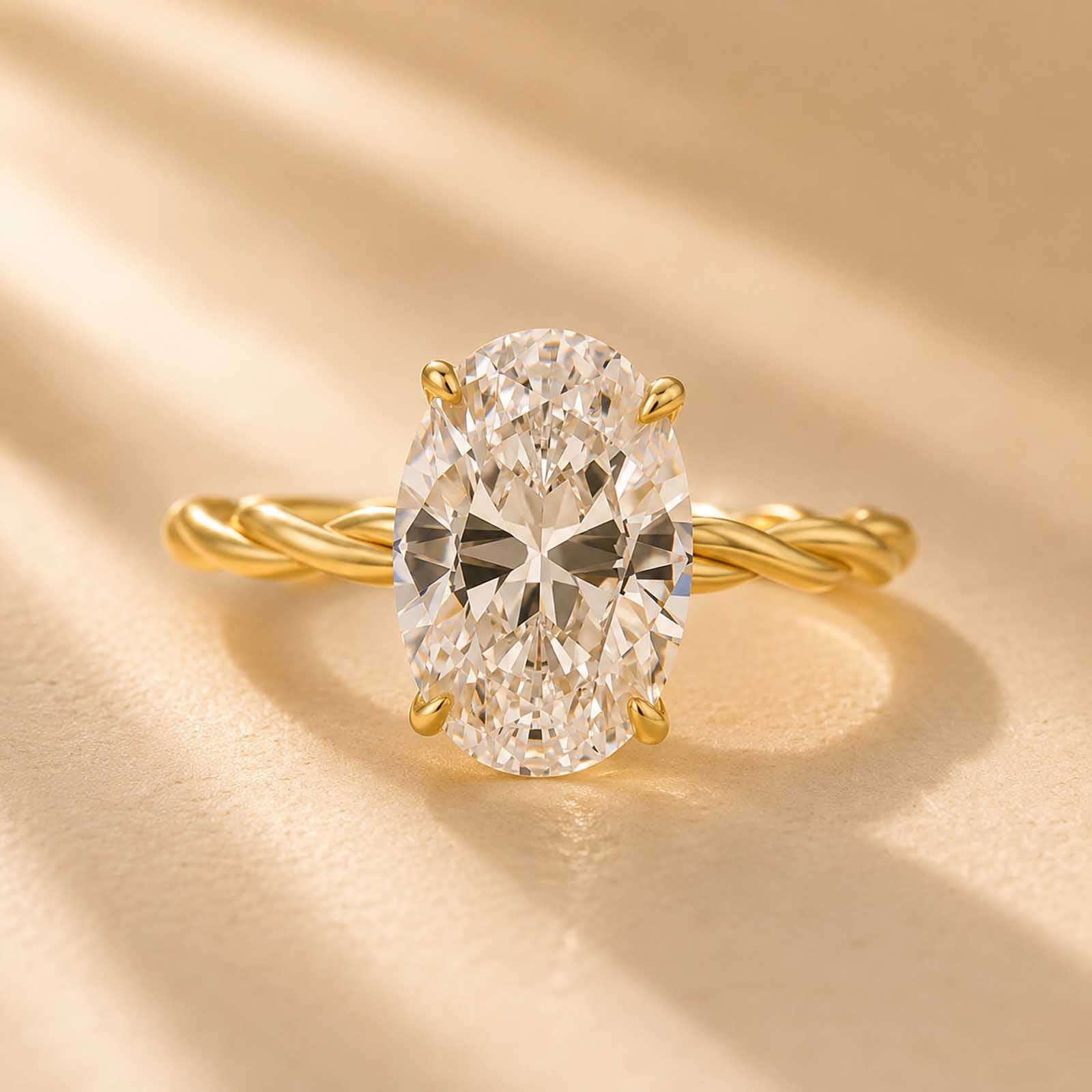 S925 Twisted 4.0Ct Oval Cut Engagement Ring Travel Ring for Women