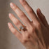Yellow gold plated emerald cut ring worn on hand