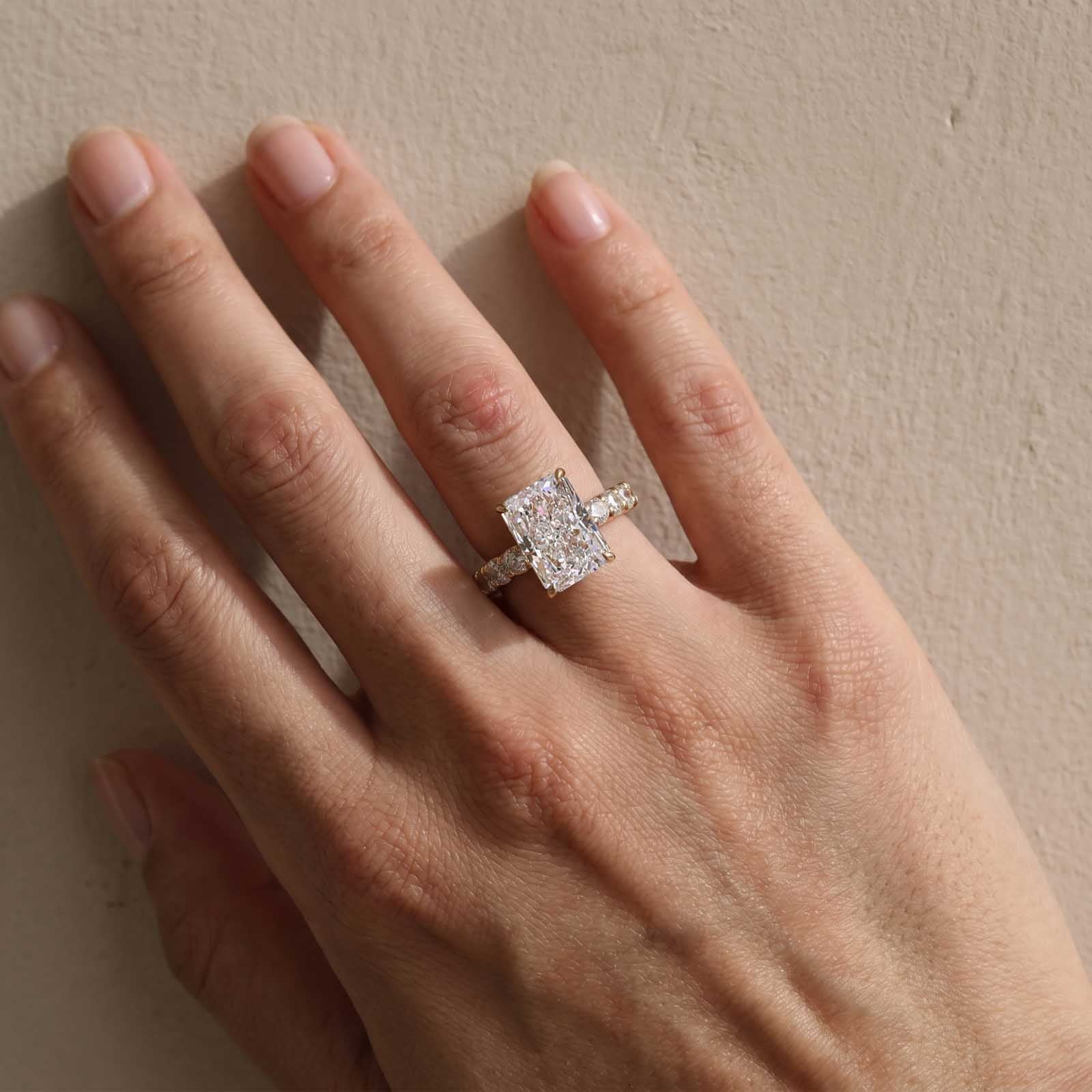 S925 Hidden Halo 5.0Ct Radiant Cut Engagement Ring Holiday Ring Gift for Women Daily Wear