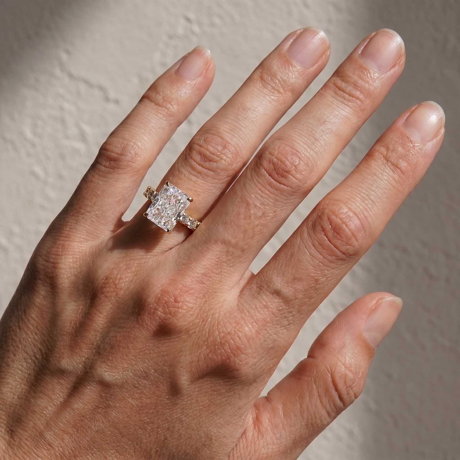 S925 Hidden Halo 5.0Ct Radiant Cut Engagement Ring Holiday Ring Gift for Women Daily Wear