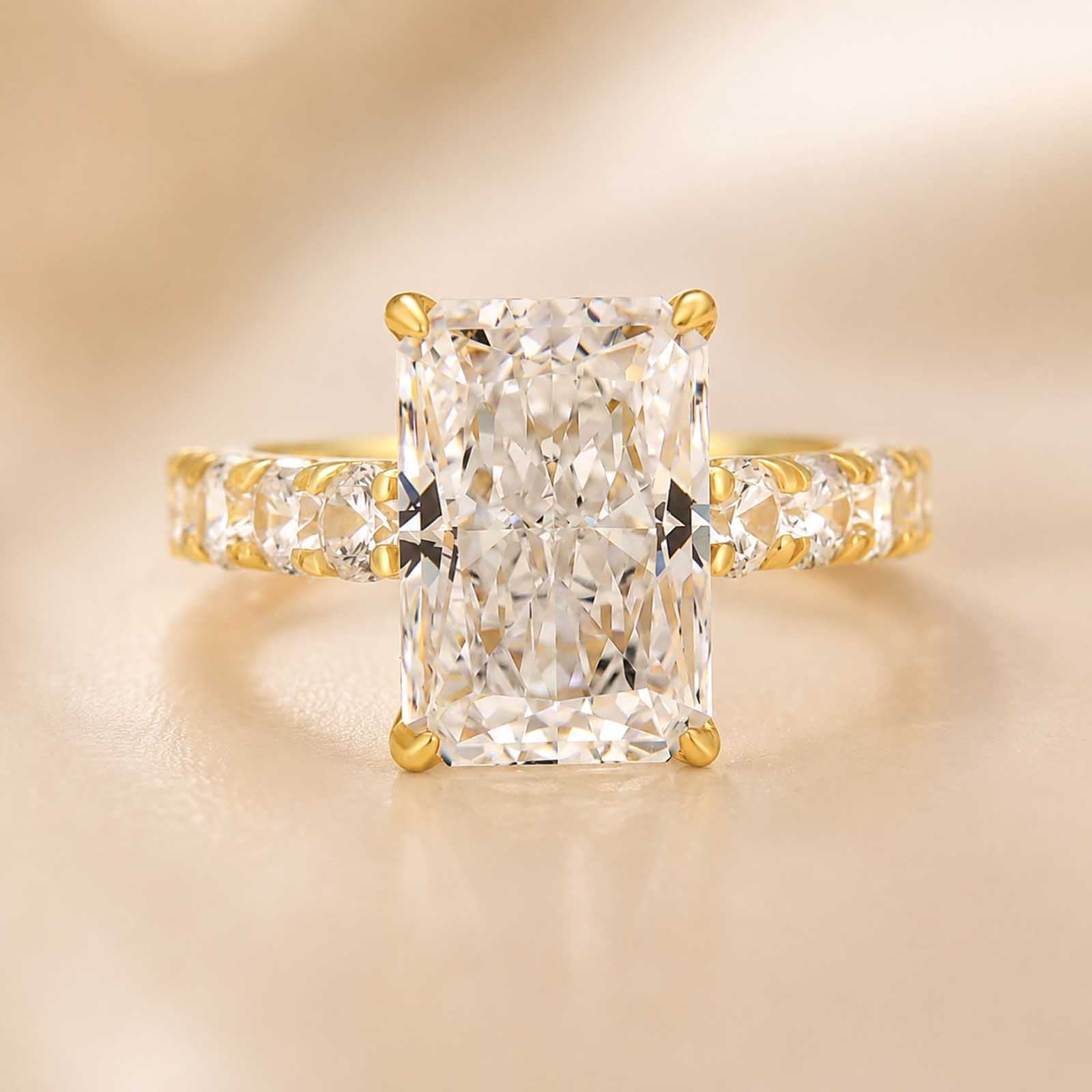 S925 Hidden Halo 5.0Ct Radiant Cut Engagement Ring Holiday Ring Gift for Women Daily Wear