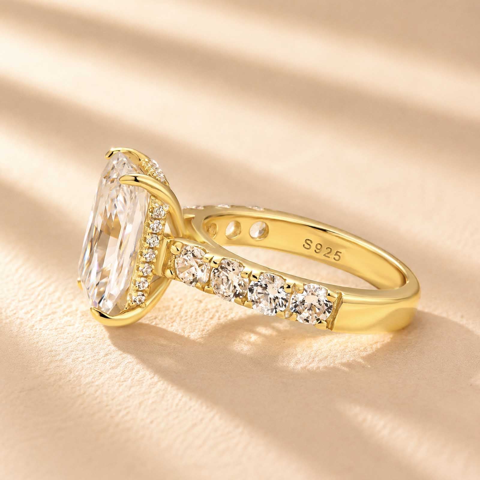 S925 Hidden Halo 5.0Ct Radiant Cut Engagement Ring Holiday Ring Gift for Women Daily Wear